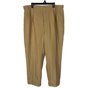 Vintage Polo Ralph Lauren Mens Tan Silk Linen Boho Dress Pants Size 42x30